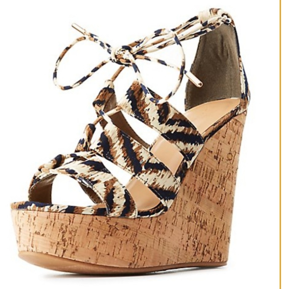 Bamboo Animal Print Lace-up Espadrilles